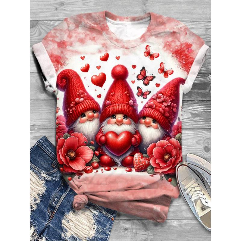 Adorable Gnome Love Crew Neck T-Shirt